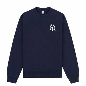 NWT Sporty & Rich Yankees Serif Crewneck Sweatshirt in Dark Navy